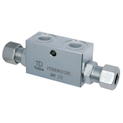 Componenti _ Componenti Idrauliche _ Elementi di controllo _ Valvole idrauliche _ Valvole di ritegno _ Valvola di ritegno pilotata doppia in blocco ( in T)con racc. DIN 2353