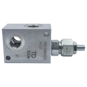 Componenti _ Componenti Idrauliche _ Elementi di controllo _ Valvole idrauliche _ Limitatrici di pressione _ Valvola limitatrice di pressione in linea /regolaz. a  vite -acciaio-