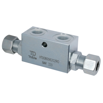 Componenti _ Componenti Idrauliche _ Elementi di controllo _ Valvole idrauliche _ Valvole di ritegno - Valvola di ritegno pilotata doppia in blocco ( in T)con racc. DIN 2353 (producto)