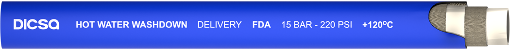 Connectique _ Flexibles industriels _ Tuyaux industriels _ Tuyaux industriels DICSA _ Tuyaux alimentaires - Nettoyage à l’eau chaude à 120 °C Bleu FDA (producto)